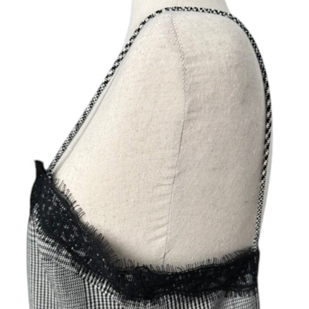 Zara Women TRF Collection Dress Black White Plaid Lace Trim Slip Mini Medium EUC - Picture 7 of 16